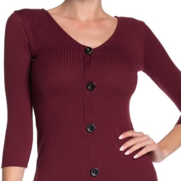 Velvet Torch Button Down Knit Midi Dress - Picture 2 of 7